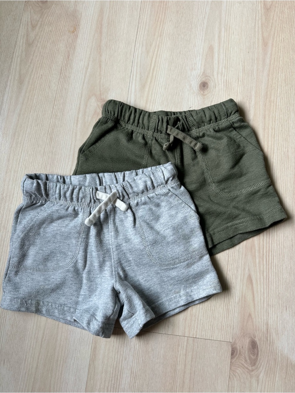 Carter's Olive Green and Heather Gray Drawstring Shorts Set